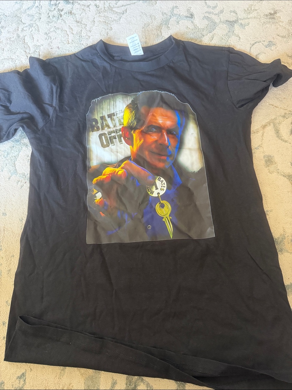 Black Short Sleeve Men’s Graphic Tee with Portrait Print